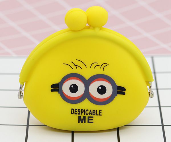 便攜硅膠錢包，卡扣硅膠零錢包，小黃人零錢包